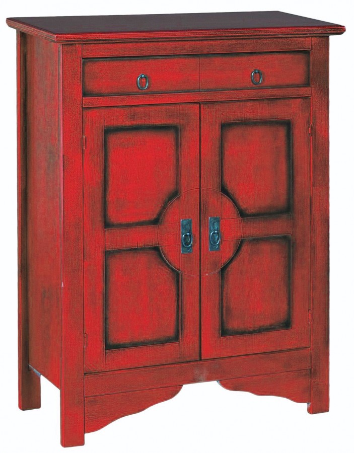 Μπουφές ROSSANO σε μασίφ ξύλο με Κόκκινο Χρωματισμό και Μάυρη Πατίνα με 2 πόρτες και 1 συρτάρι 85x37x115 εκ.