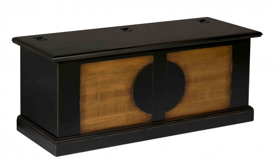 Μπαούλο BICOLORE σε μασίφ ξύλο με Κερασιά και Μαύρο Αντικέ Χρωματισμό 120x48x48 εκ. 