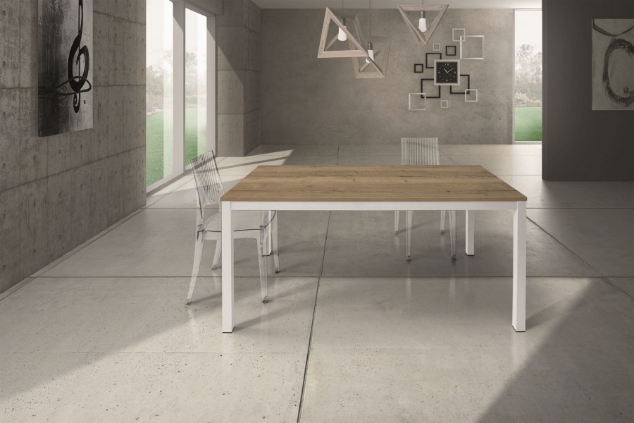Τραπέζι HPL Επεκτεινόμενο Modern Collection Design με λευκά μεταλλικά πόδια 140x90 εκ.