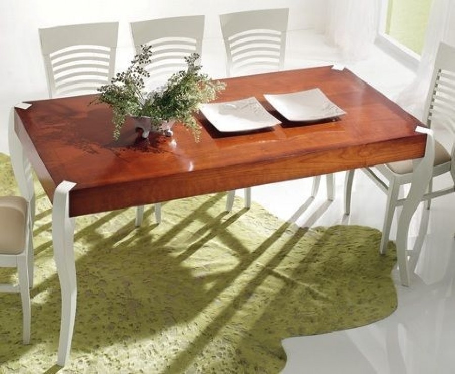 Τραπέζι Μασίφ Ξύλινο σε διχρωμία white και cherry σε τρεις διαστάσεις
