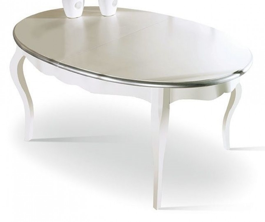 Τραπέζι Μασίφ Ξύλινο επεκτεινόμενο σε διχρωμία white και silver 120x120x78 εκ.