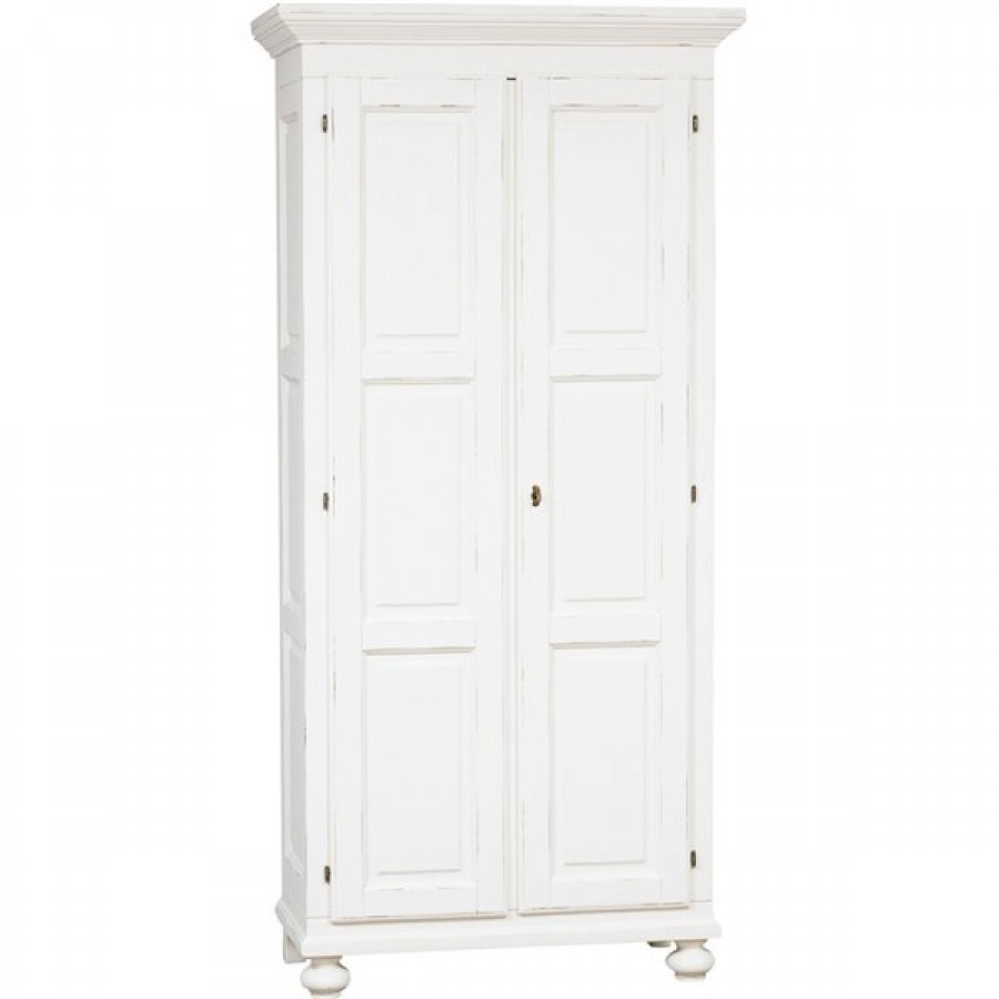 Ντουλάπα Μασίφ Ξύλινη σε απόχρωση λευκό αντικέ με 2 πόρτες και 1 ράφι 100x50x210 εκ.
