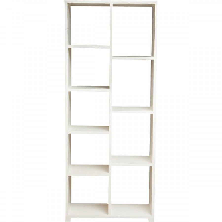 Ραφιέρα Μασίφ Ξύλινη σε απόχρωση λευκό αντικέ με 7 ράφια 82x36x201 εκ.