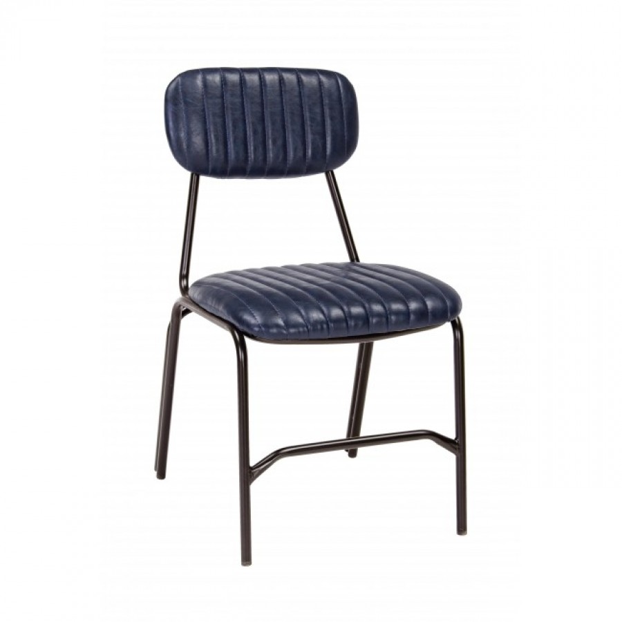 Καρέκλα από οικολογικό δέρμα και μεταλλικά πόδια DEBBIE BLUE 44x55x73 εκ.