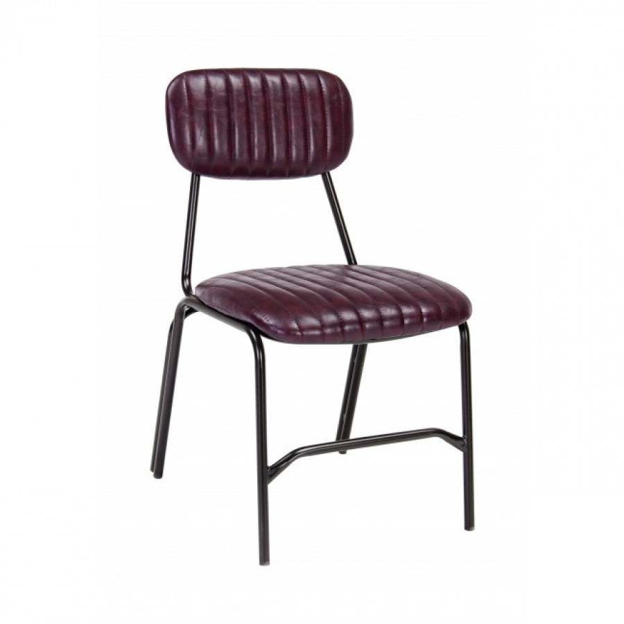 Καρέκλα από οικολογικό δέρμα και μεταλλικά πόδια DEBBIE BORDEAUX 44x55x73 εκ.
