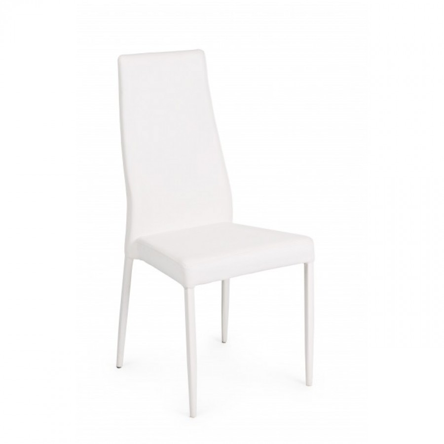 Καρέκλα στοιβαζόμενη από τεχνόδερμα(PU) CLOUD WHITE 44x44x99 εκ.