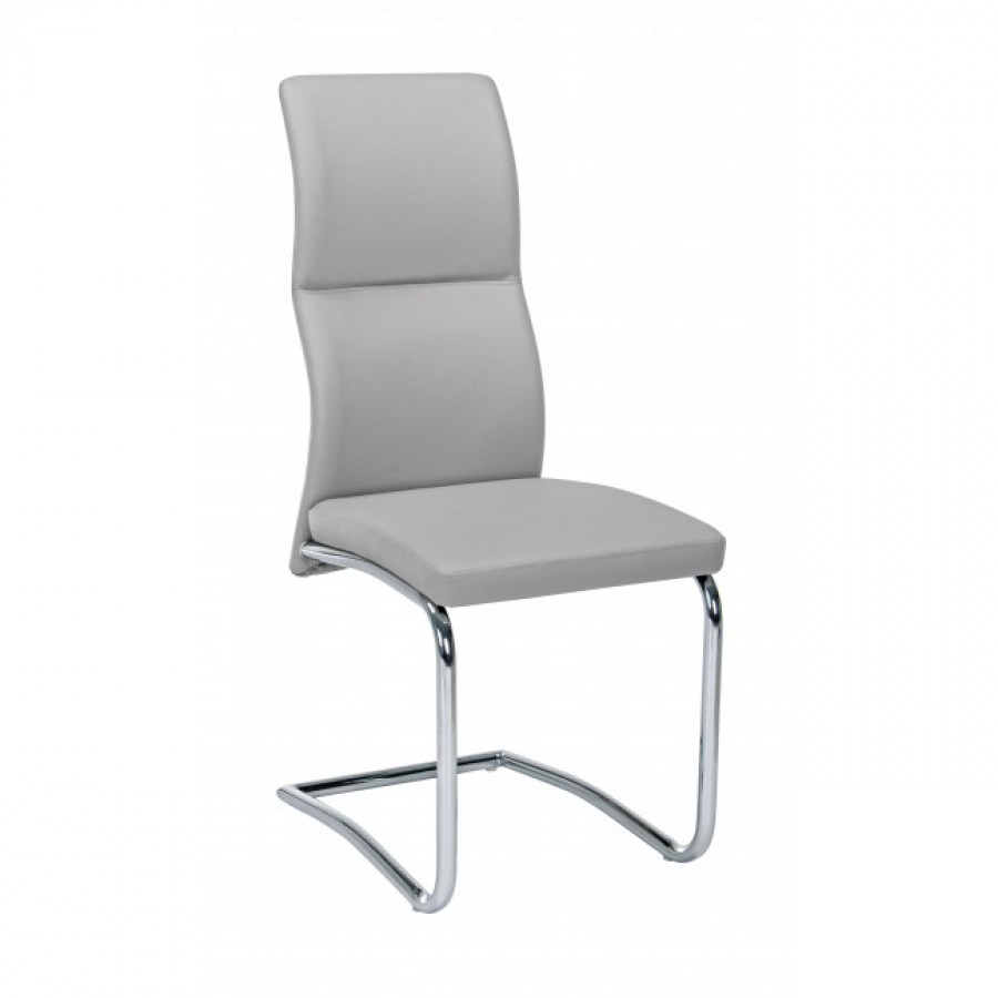 Καρέκλα από οικολογικό δέρμα και επιχρωμιωμένο μέταλλο THELMA LIGHT GREY 44x58x104 εκ.