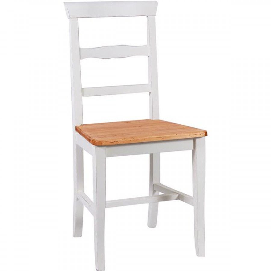 Καρέκλα Μασίφ Ξύλινη σε φυσική απόχρωση το κάθισμα και λευκό αντικέ η υπόλοιπη δομή 45x43x92 εκ.