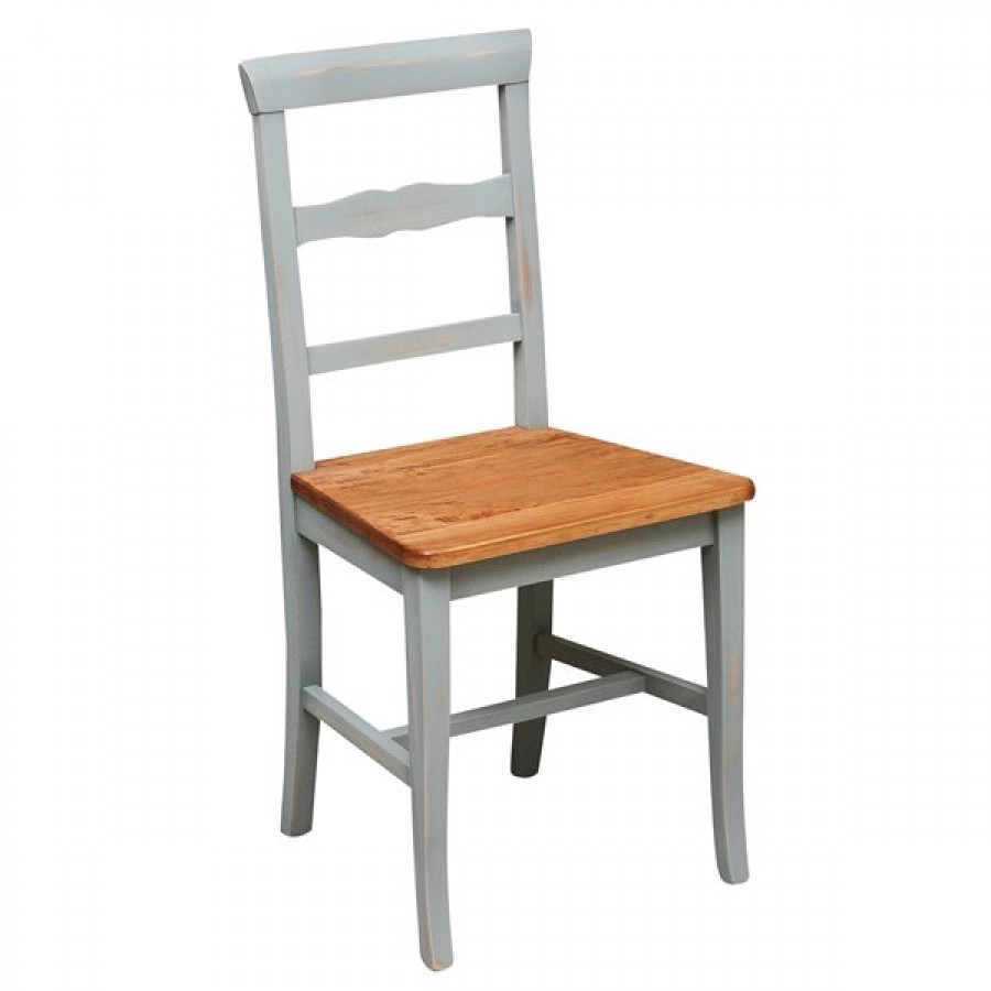 Καρέκλα Μασίφ Ξύλινη σε φυσική απόχρωση το κάθισμα και γκρι αντικέ η υπόλοιπη δομή 45x43x92 εκ.