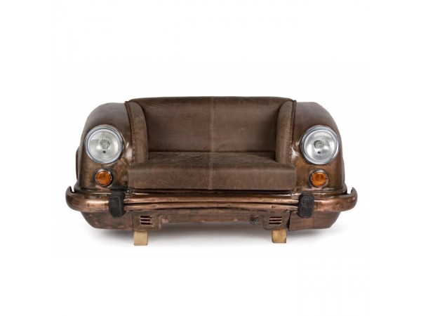 Καναπές Ambassador με φυσικό δέρμα 2 καθισμάτων σε καφέ χρωματισμό 159x65x75 εκ.