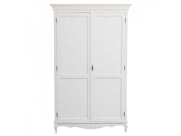 Ντουλάπα Μασίφ Ξύλινη σε απόχρωση λευκό αντικέ με 2 πόρτες και 1 ράφι 130x57x205 εκ.