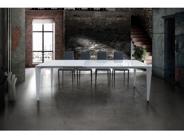 Τραπέζι Επεκτεινόμενο Modern Collection σε λευκό χρωματισμό με μεταλλικά πόδια και τζάμι 140x90 εκ.