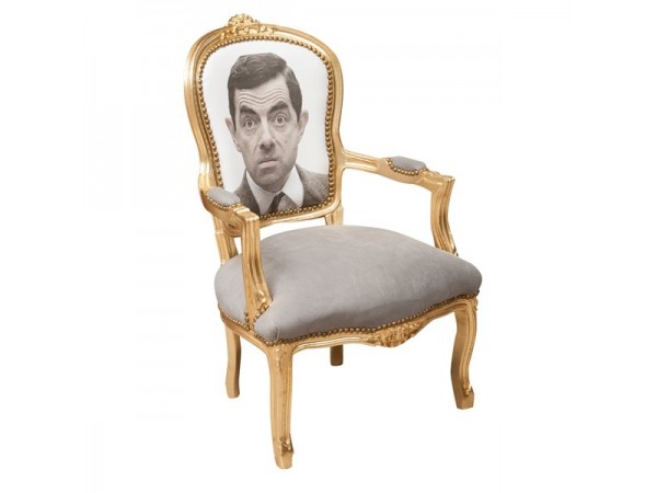 Πολυθρόνα Louis XIV French style Mr Bean σε μασίφ ξύλο 65x65x98 εκ.