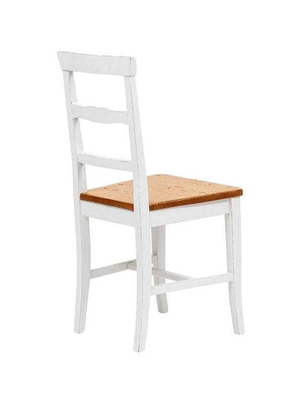 Καρέκλα Μασίφ Ξύλινη σε απόχρωση καρυδιάς το κάθισμα και λευκό αντικέ η υπόλοιπη δομή 45x43x92 εκ.