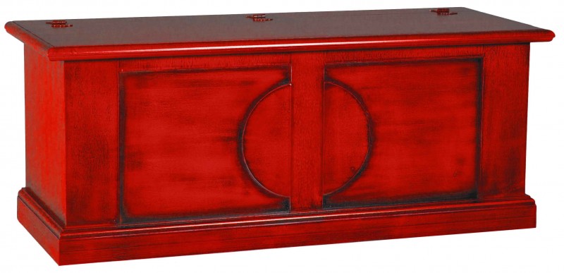 Μπαούλο ROSSANO σε μασίφ ξύλο με Κόκκινο Χρωματισμό και Μαύρη Πατίνα 120x48x48 εκ. 