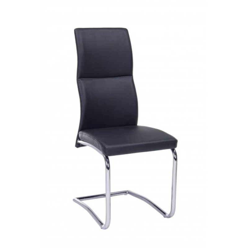 Καρέκλα από οικολογικό δέρμα και επιχρωμιωμένο μέταλλο THELMA BLACK 44x58x104 εκ.